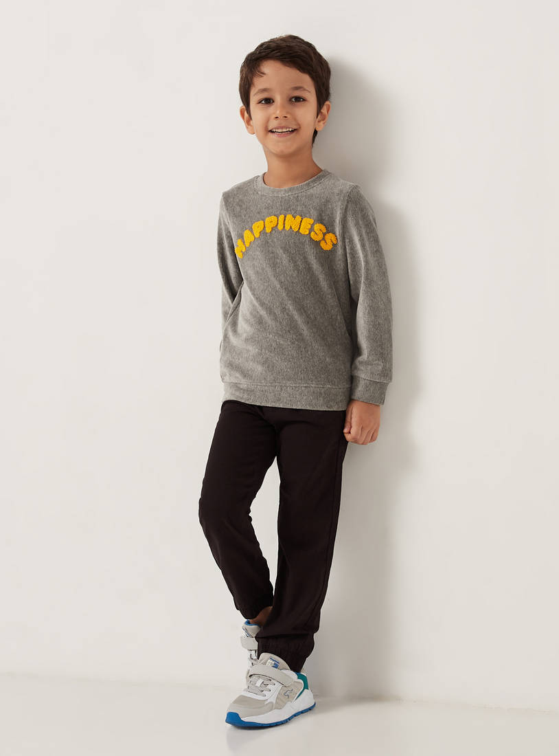 Textured Corduroy Sweatshirt with Crew Neck and Long Sleeves-Hoodies & Sweatshirts-image-0