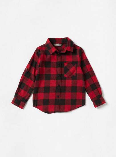 Gingham Checked Shirt with Long Sleeves and Chest Pocket