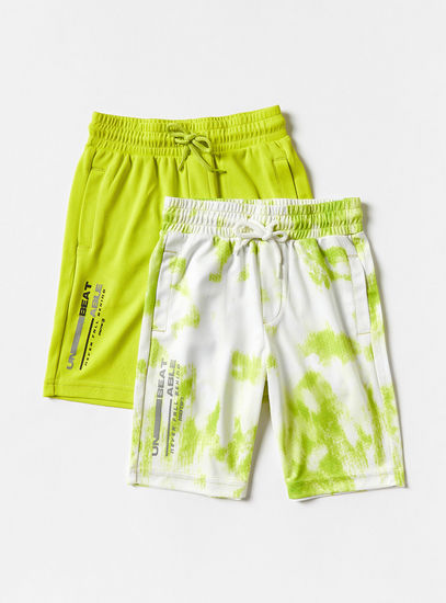 Set of 2 - Printed Shorts with Drawstring Closure and Pockets