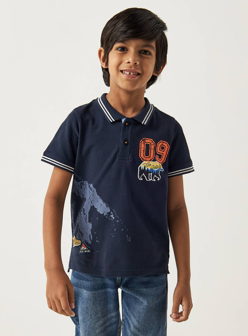 Printed Polo T-shirt with Short Sleeves-Polo Shirts-image-0