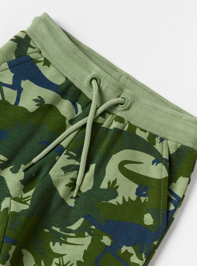 Dino Print Cargo Pant with Drawstring Closure and Pocket-Joggers-image-1