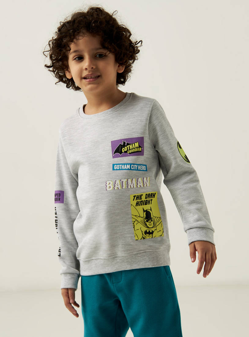 Batman Print Crew Neck Sweatshirt with Long Sleeves-Hoodies & Sweatshirts-image-0