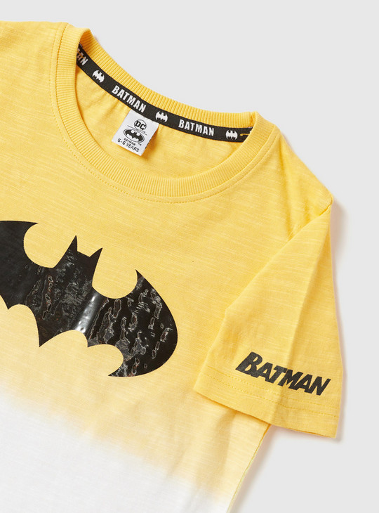 Batman Dip-Dye Print BCI Cotton T-shirt with Short Sleeves