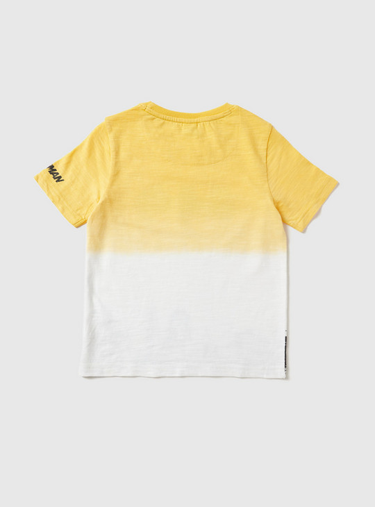 Batman Dip-Dye Print BCI Cotton T-shirt with Short Sleeves