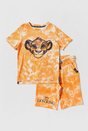 Simba Print Crew Neck T-shirt and Shorts Set