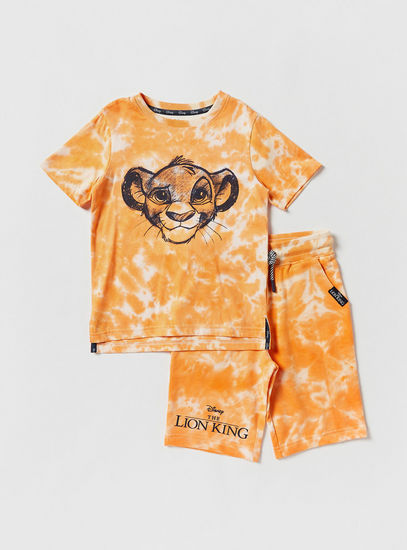 Simba Print Crew Neck T-shirt and Shorts Set