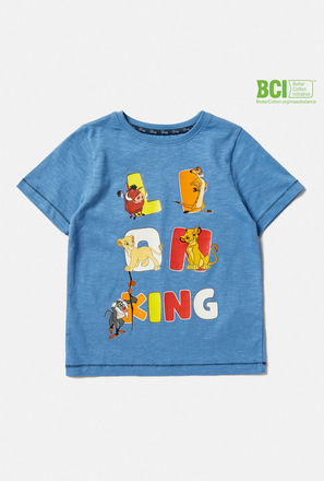 Lion King Print BCI Cotton T-shirt with Round Neck and Short Sleeves