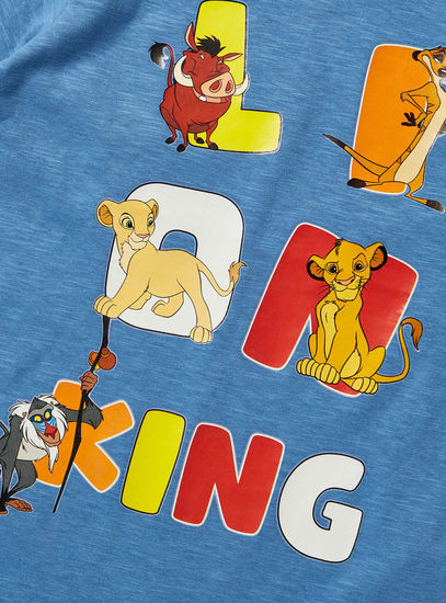 Lion King Print BCI Cotton T-shirt with Round Neck and Short Sleeves