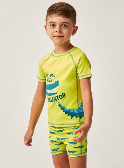 Alligator Print 2-Piece Swim Set-Swimwear-image-0