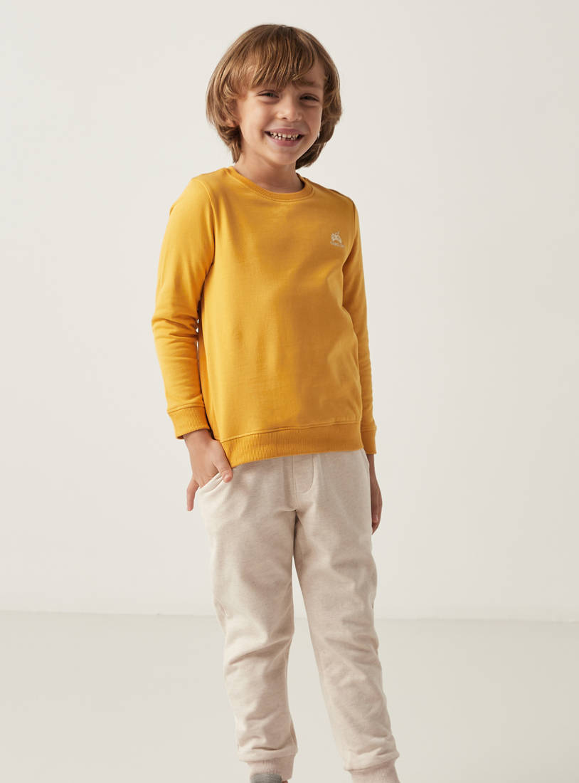 Set of 2 - Solid Sweatshirt with Round Neck and Long Sleeves-Hoodies & Sweatshirts-image-1