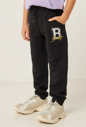 Quilted Joggers with Drawstring Closure and Pockets