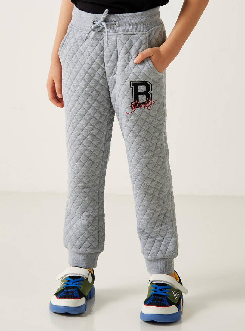 Quilted Joggers with Drawstring Closure and Pockets-Joggers-image-0