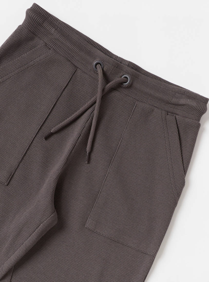 Textured Jog Pant with Drawstring Closure and Pocket-Joggers-image-1