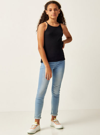 Set of 2 - Ribbed Camisole with Round Neck and Spaghetti Straps-Camisoles-image-1