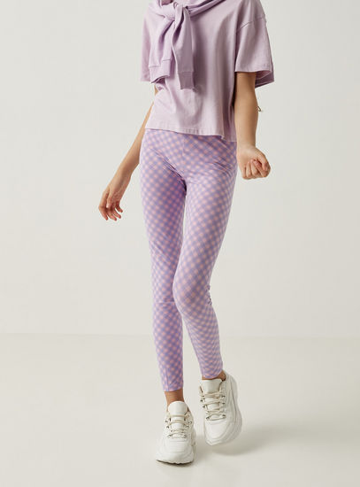 Checked Leggings with Elasticated Waistband