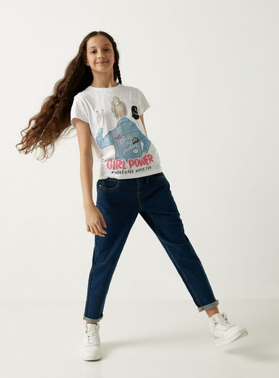 Graphic Print BCI Cotton T-shirt with Short Sleeves