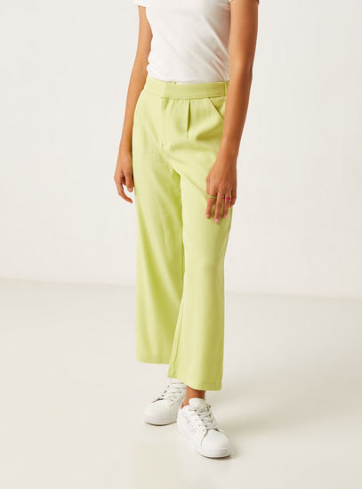Solid Pants with Zip Closure and Pocket-Trousers-image-1