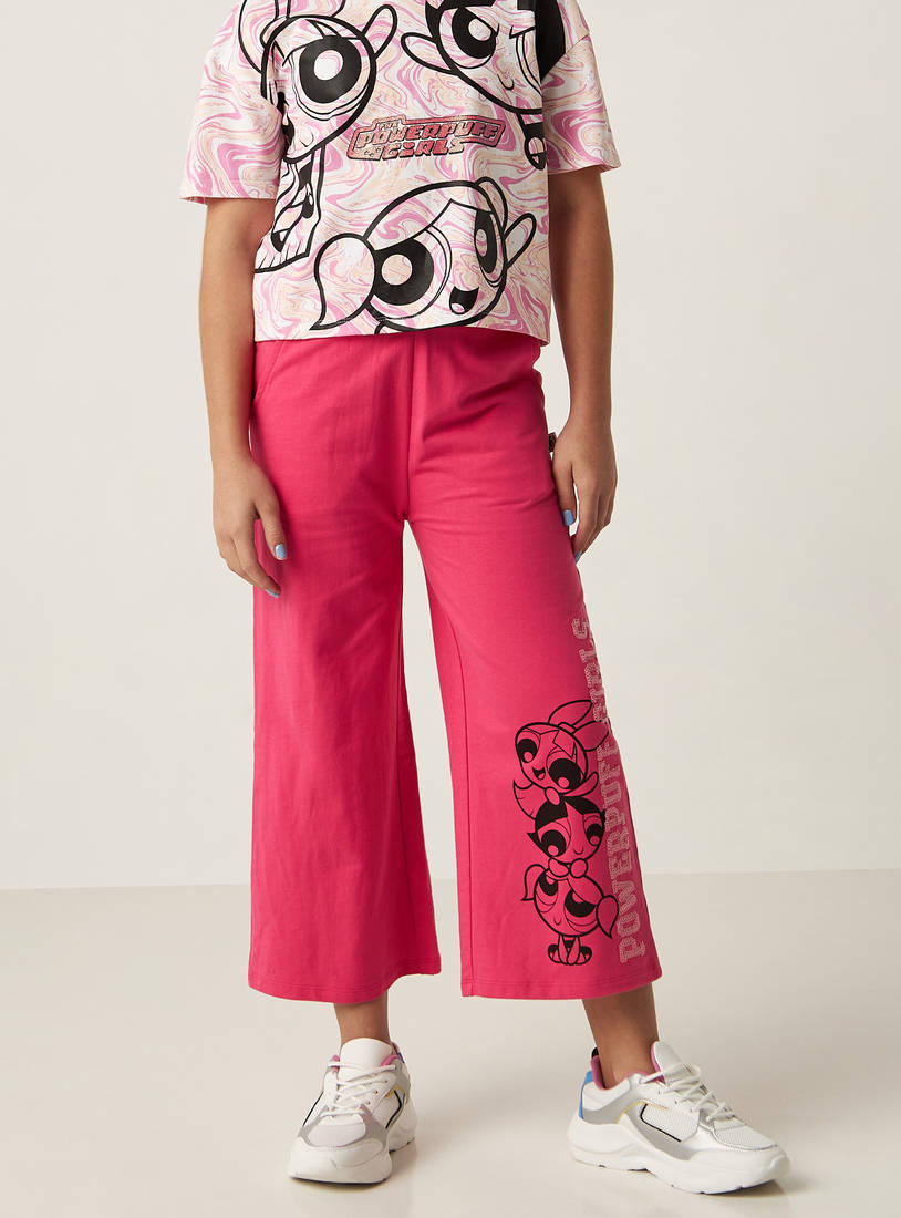 Powerpuff Girls Print Culottes with Elasticated Closure-Trousers-image-0