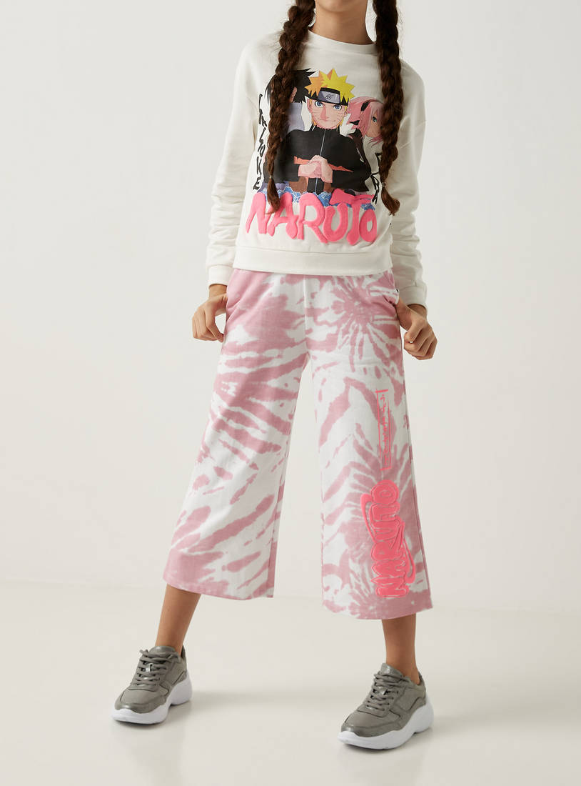 Naruto Print Culotte with Elasticated Waistband and Pockets-Trousers-image-1