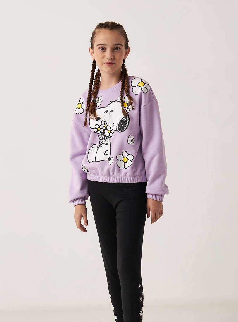Snoopy Print Better Cotton Sweatshirt with Round Neck and Long Sleeves-Hoodies & Sweatshirts-image-1