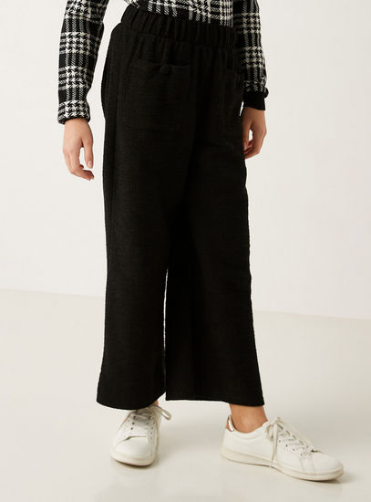 Solid Pants with Elasticated Waistband and Pockets-Trousers-image-0