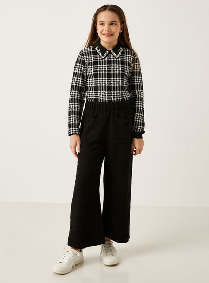 Solid Pants with Elasticated Waistband and Pockets-Trousers-image-1