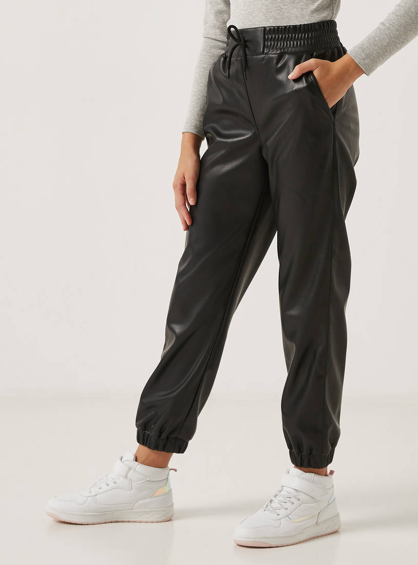 Solid Jog Pant with Drawstring Closure and Pocket-Trousers-image-1