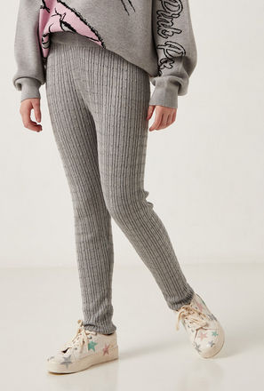 Textured Cable Knit Leggings with Elasticated Waistband