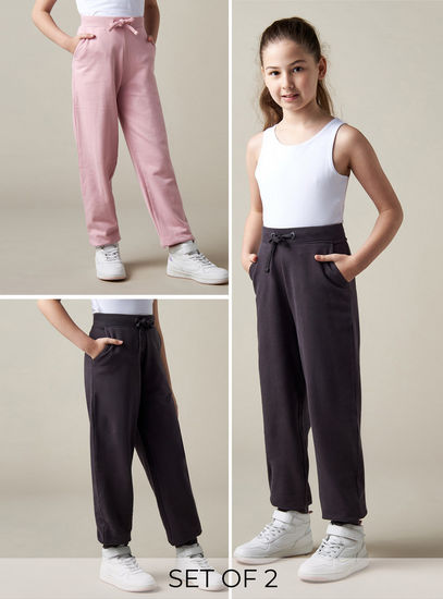 Pack of 2 - Plain Full Length Joggers-Trousers-image-0