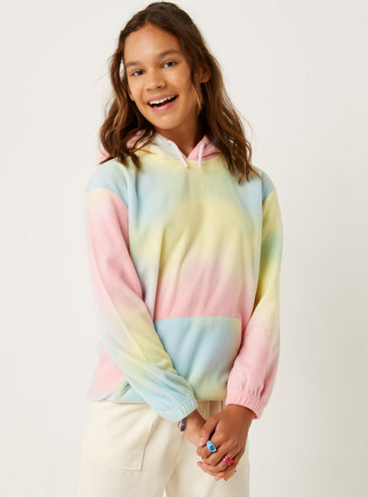 Tie-Dye Print Long Sleeves Sweatshirt with Hood and Kangaroo Pocket-Hoodies & Sweatshirts-image-1