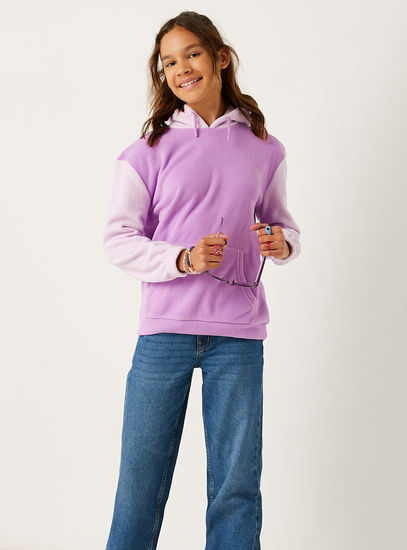 Colour Block Long Sleeves Sweatshirt with Hood and Kangaroo Pocket-Hoodies & Sweatshirts-image-0