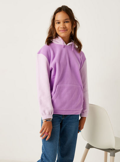 Colour Block Long Sleeves Sweatshirt with Hood and Kangaroo Pocket-Hoodies & Sweatshirts-image-1