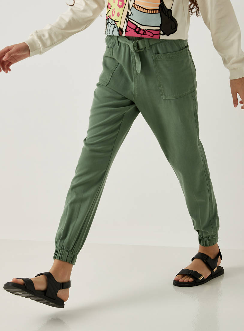 Solid Joggers with Elasticated Waistband and Pockets-Trousers-image-1