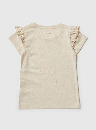 Printed BCI Cotton T-shirt with Short Sleeves and Ruffles