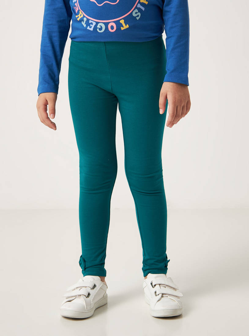 Bow Accented Legging with Elasticated Waistband-Leggings & Jeggings-image-0