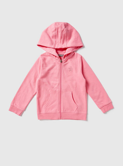 Solid Hooded Sweatshirt with Long Sleeves and Pockets