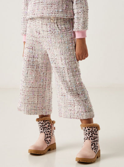 Textured Culottes with Pockets and Button Accent