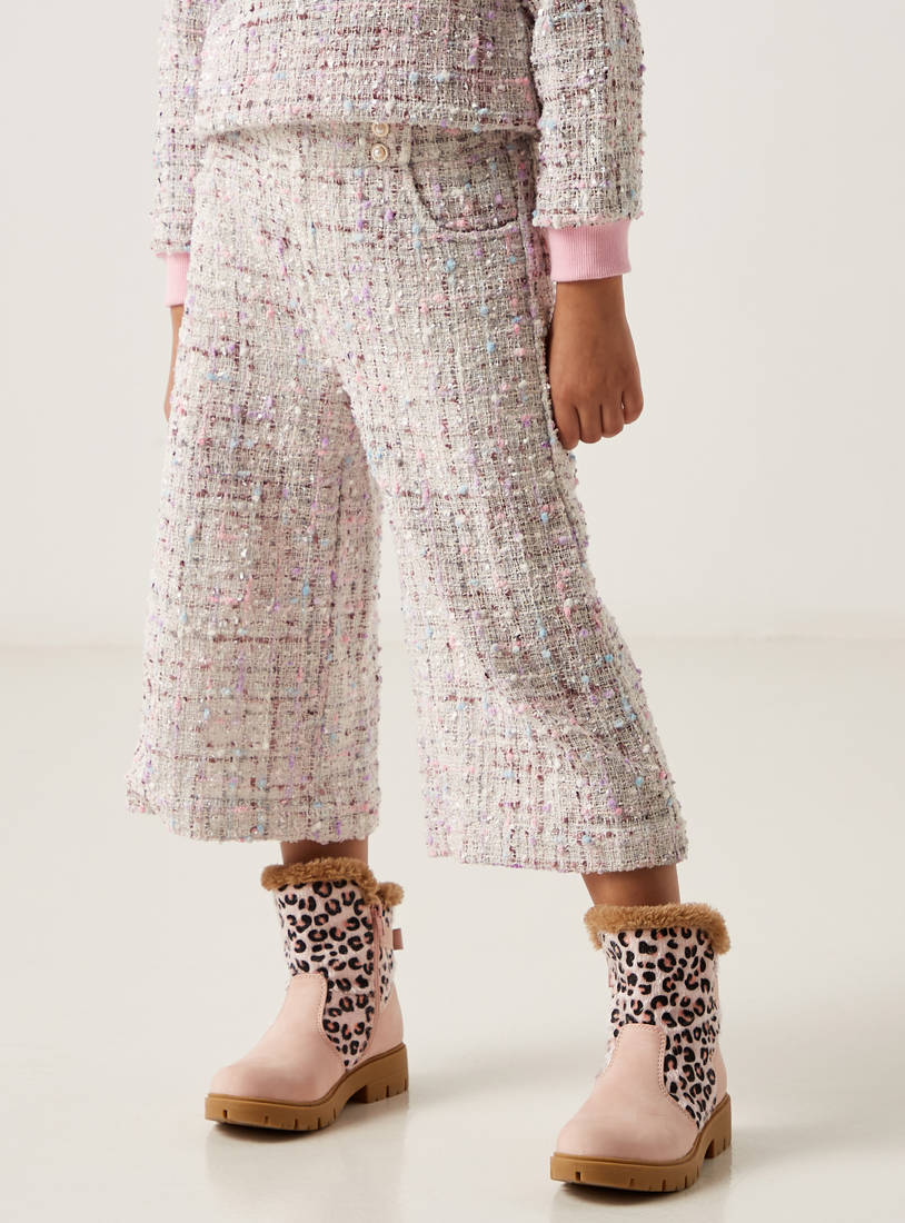 Textured Culottes with Pockets and Button Accent-Trousers-image-0