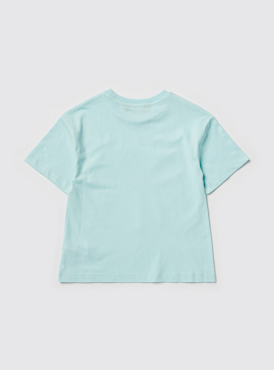Frozen Print Crew Neck T-shirt with Short Sleeves