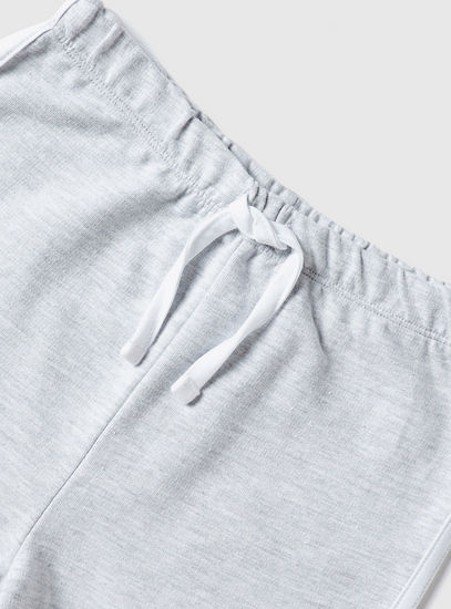 Unicorn Print Shorts with Drawstring Closure and Piping Detail