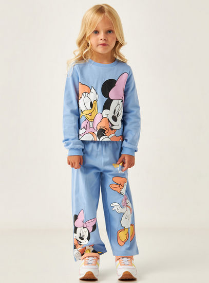 Minnie and Friends Print Round Neck Sweatshirt and Joggers Set