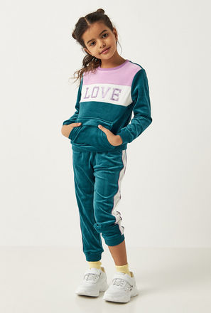 Love Print Long Sleeve Sweatshirt and Full Length Jog Pant Set