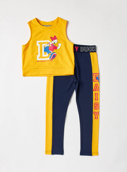 Daisy Duck Print Vest and Full Length Leggings Set