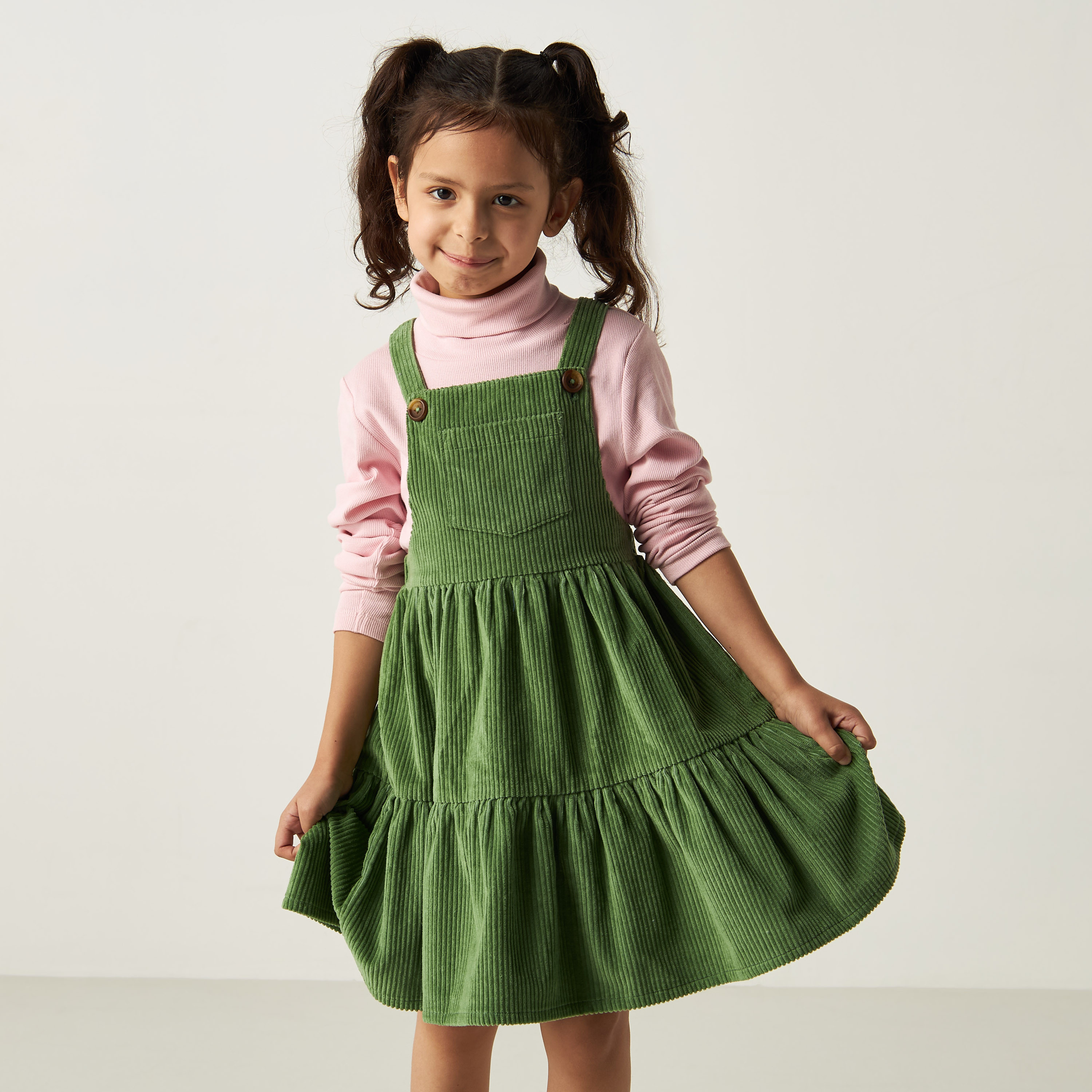 Girls green pinafore best sale