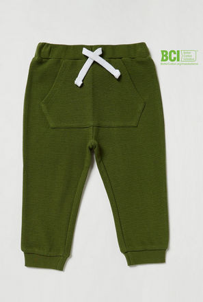 Ribbed Ottoman Joggers with Front Pocket and Drawstring Closure