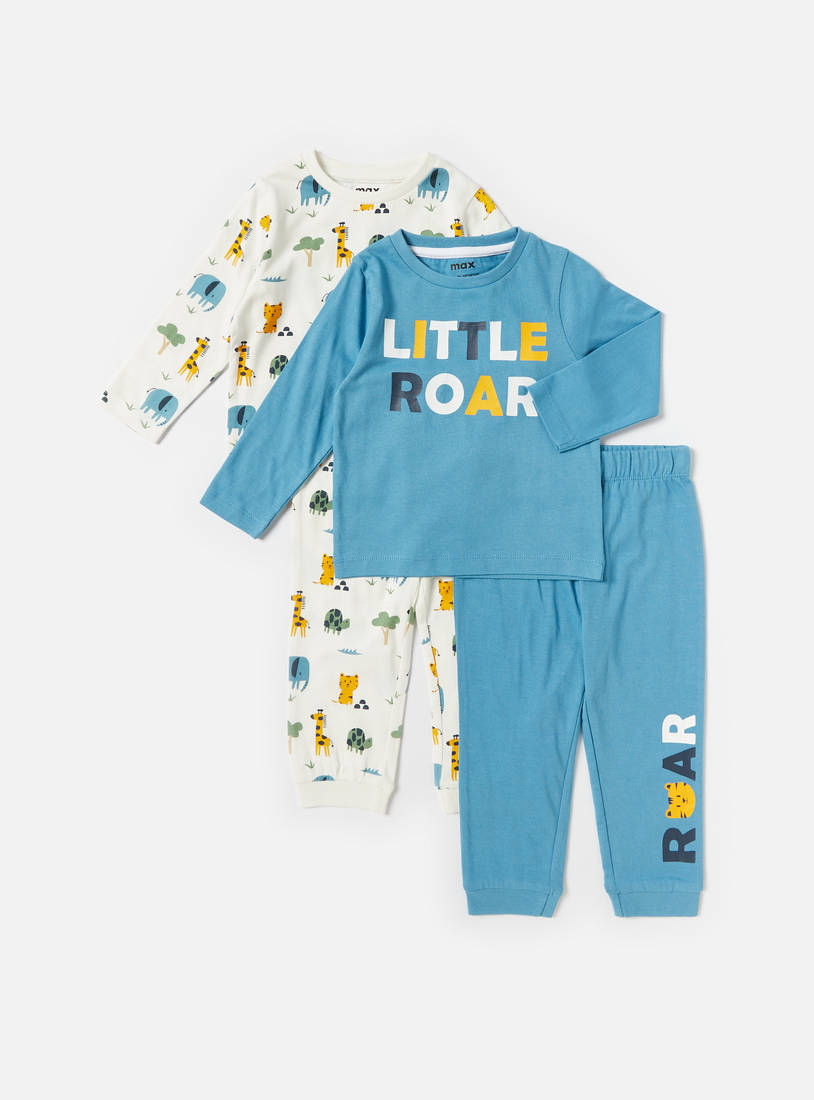 Pack of 2 - Printed T-shirt and Pyjamas-Pyjama Sets-image-0