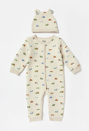 Quilted Sleepsuit and Beanie Set