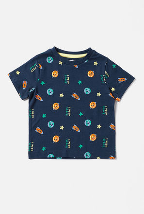 All Over Print Crew Neck T-shirt with Short Sleeves