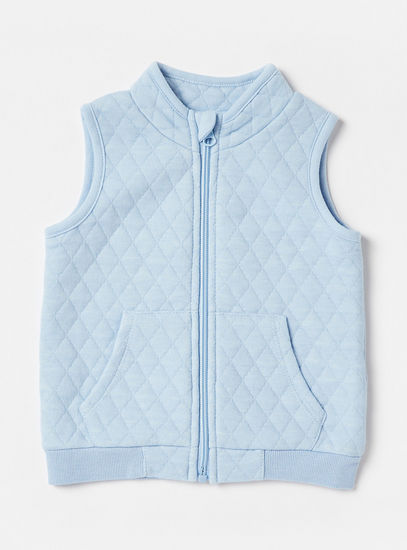 Quilted Sleeveless Jacket with Joggers and Bodysuit Set