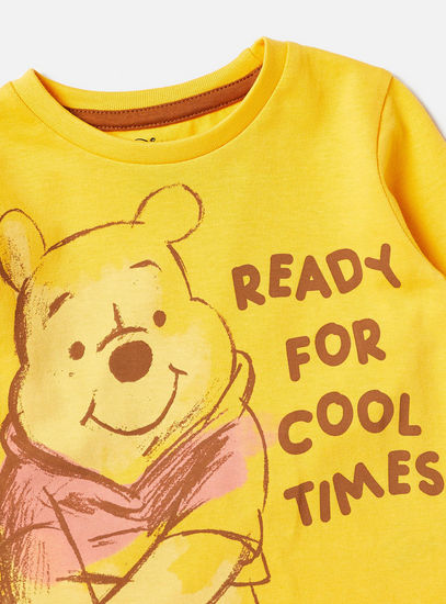 Winnie-the-Pooh Print Long Sleeves T-shirt with Round Neck